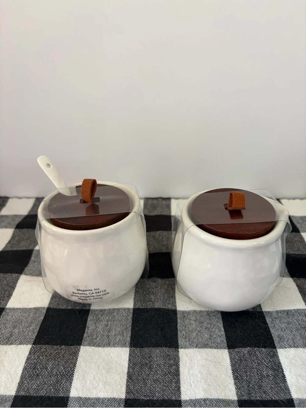 Rae Dunn White Ceramic Sugar & Cream Set with Brown Lids